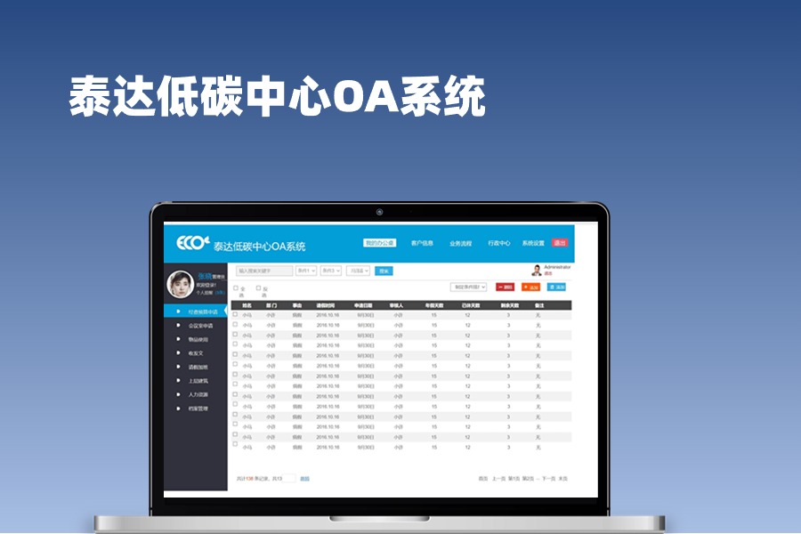 泰达低碳中心OA系统axure原型模板下载